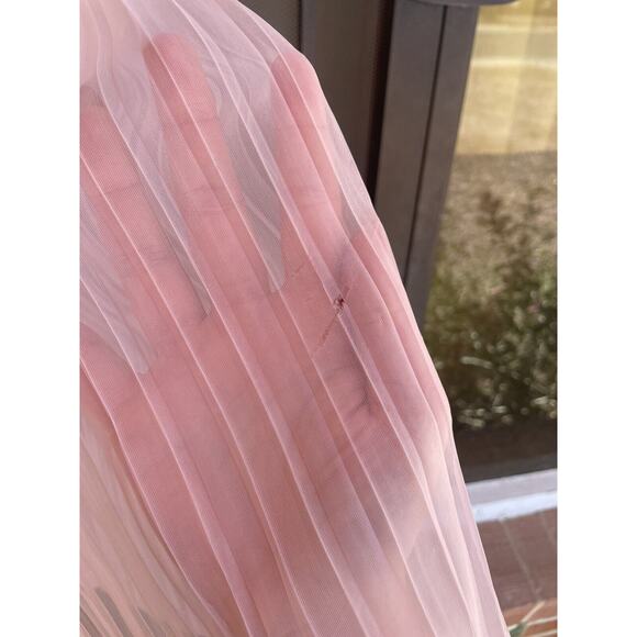*Wounded Bird* 60s Roger’s Blush Pink Sheer Accordion-pleated nightie Sz. Med - Picture 6 of 7